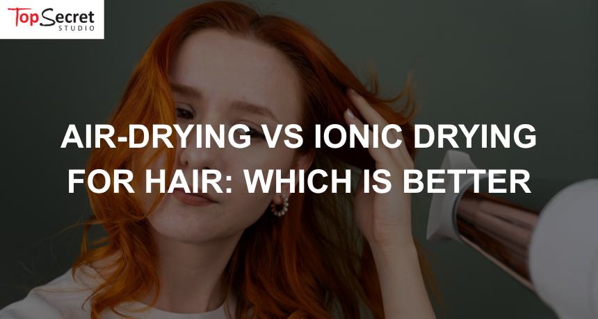 girl drying hair with ionic and air dryer
