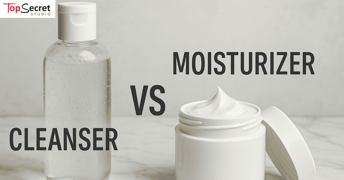 cleanser and moisturizer for comparison in a skincare routine