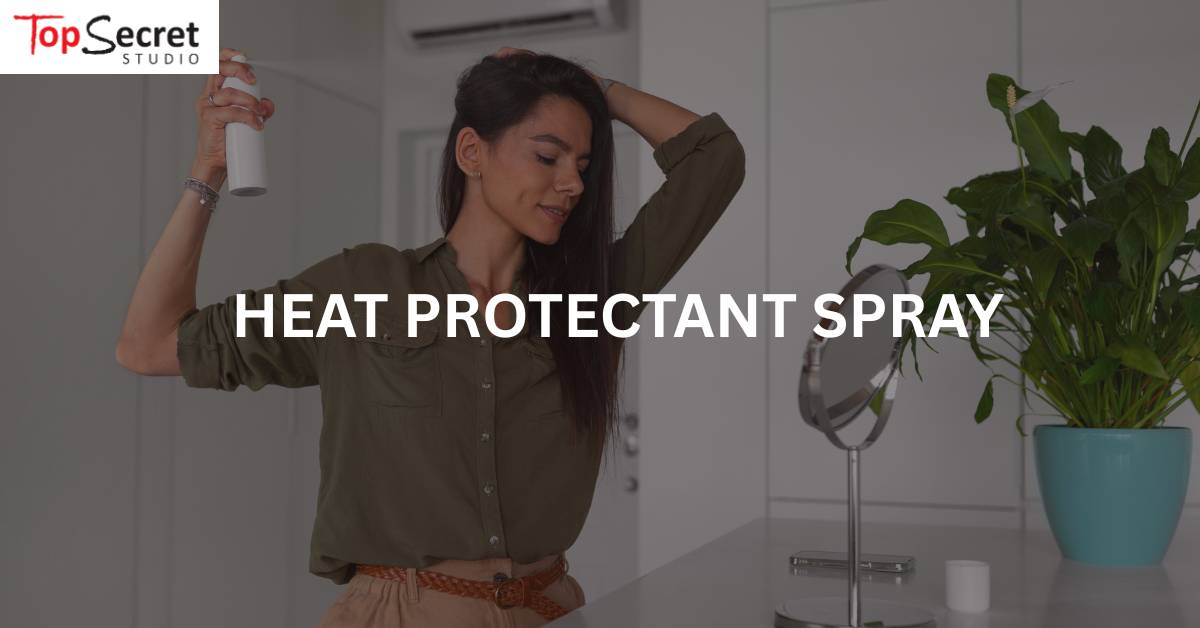 Singapore woman using heat protectant spray