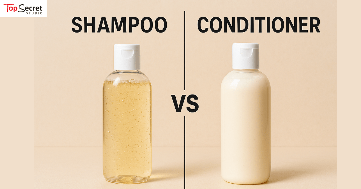 shampoo and conditioner side by side comparison and difference.