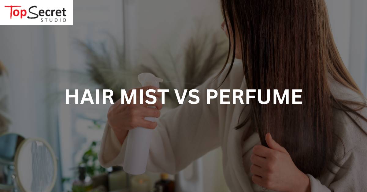 asian woman using hair mist on her hair