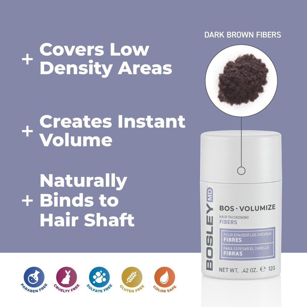 BosleyMD | BosVolumize Hair Thickening Fibers 12g Dark Brown