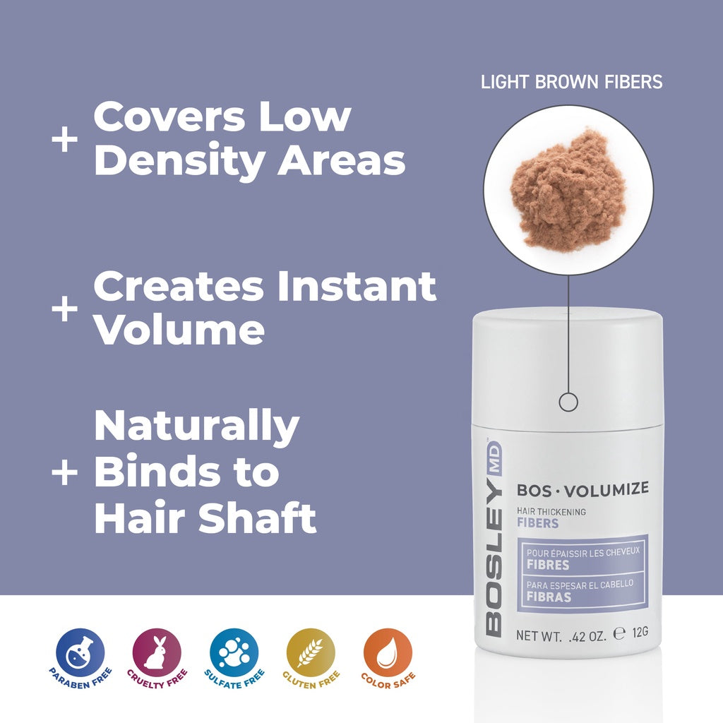 BosleyMD | BosVolumize Hair Thickening Fibers 12g Light Brown