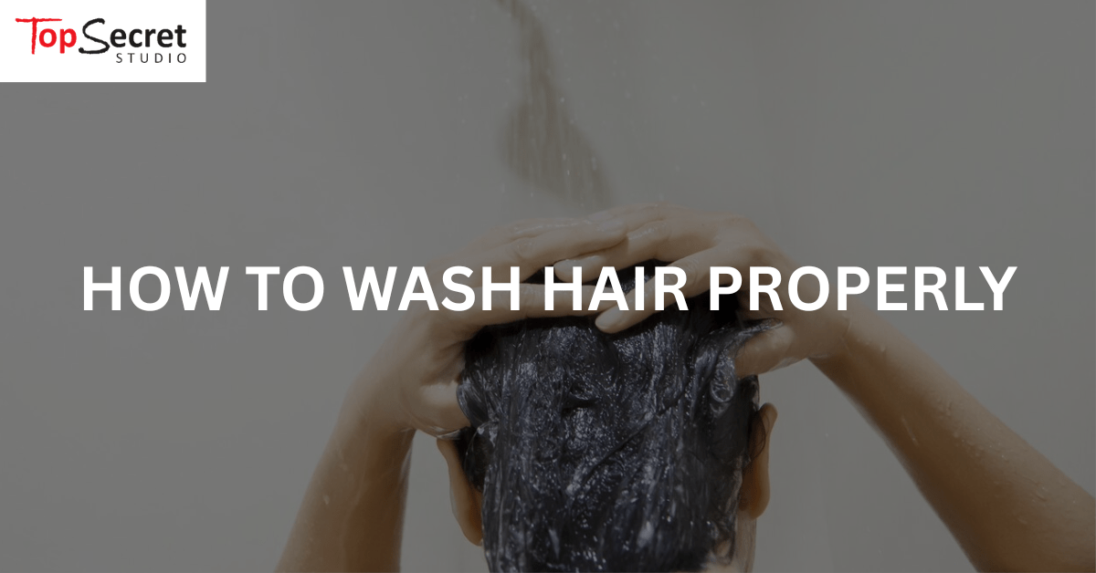 Man washing his hair properly
