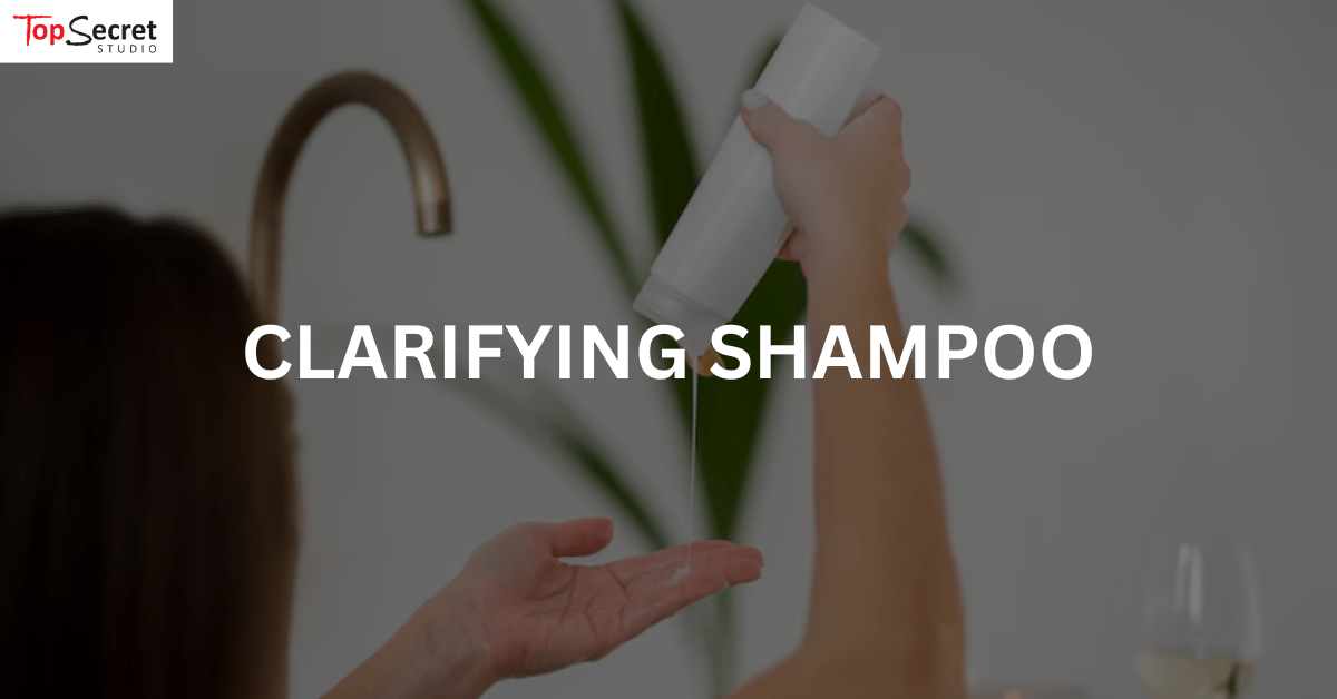 woman using clarifying shampoo to wash her hair.