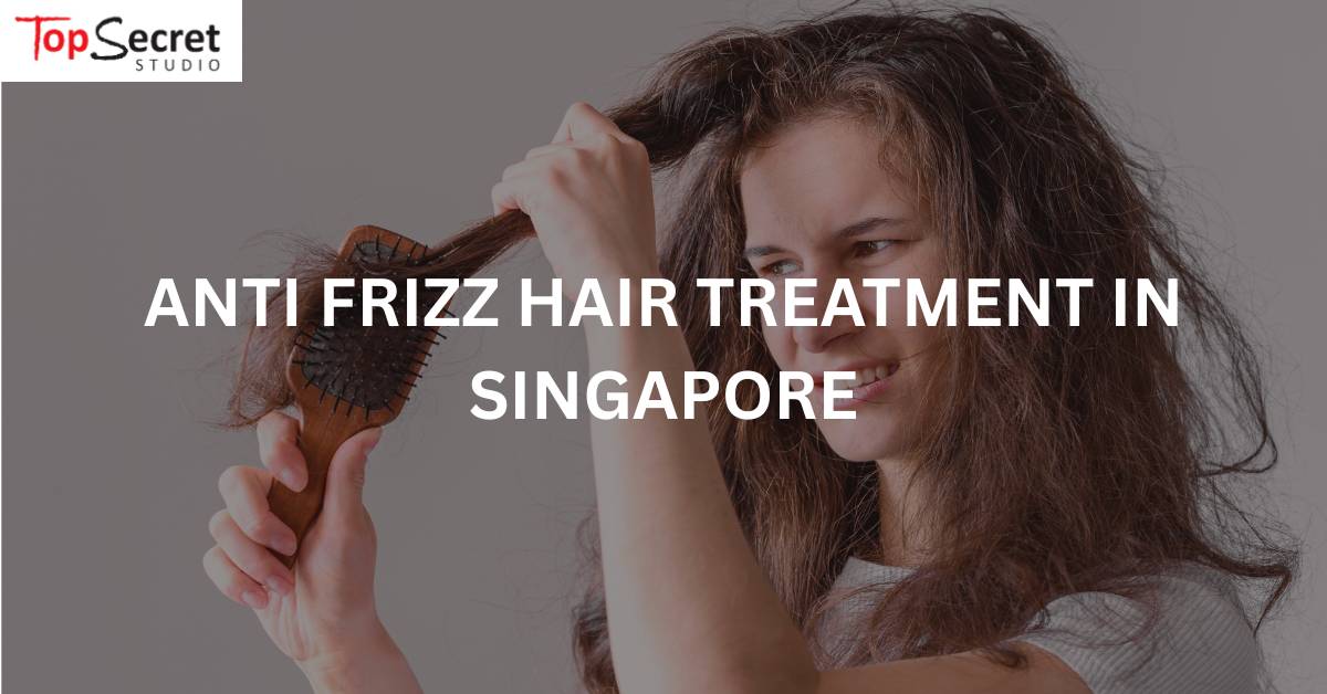 Singapore woman with frizzy hair trying to brush her hair