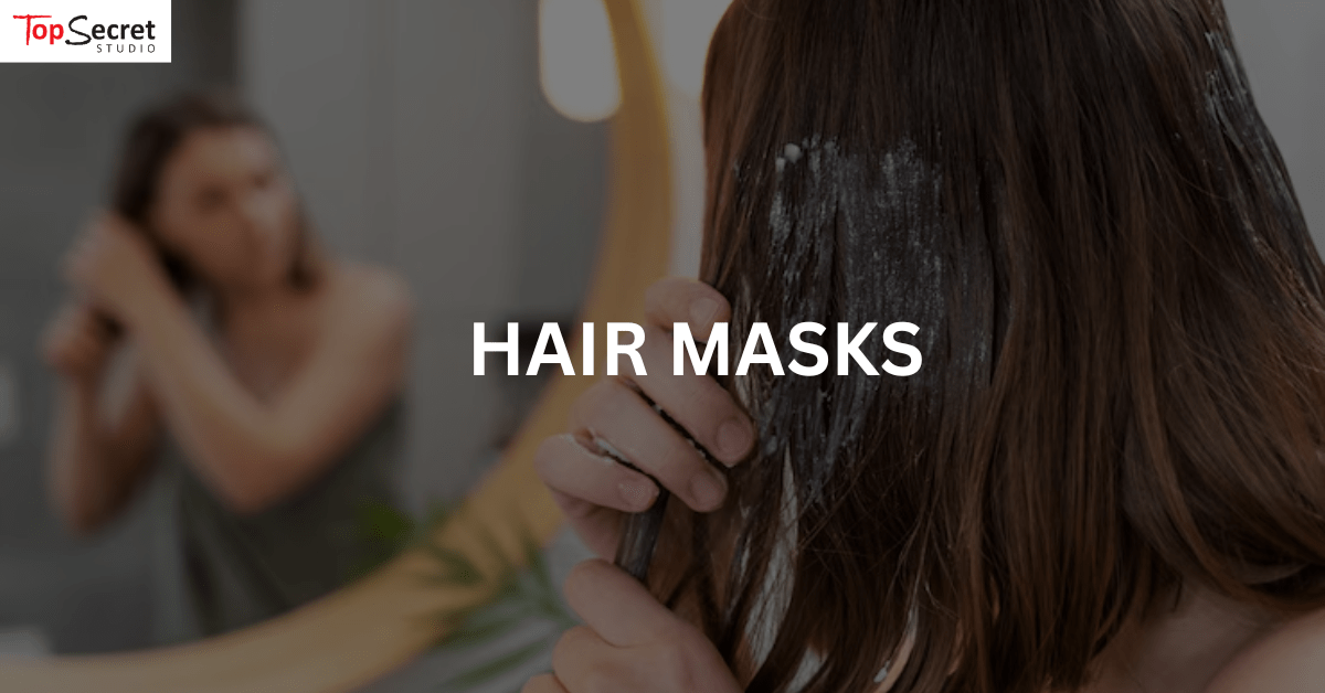 woman applying hair mask on her hair after shower