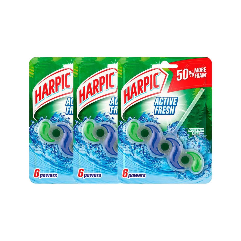 Harpic Active Fresh Toilet Block - Mountain Pine 3 in 1 Bundle Pack