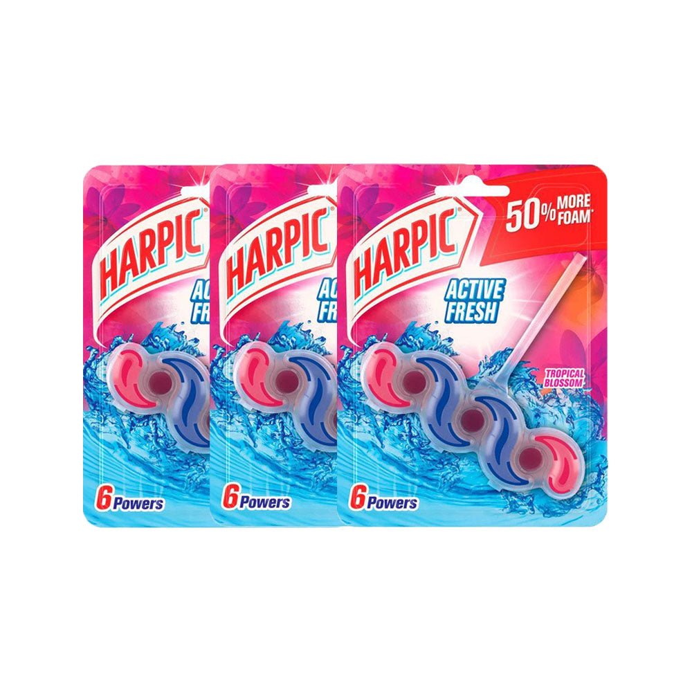 Harpic Active Fresh Toilet Block - Tropical Blossom 3 in 1 bundle pack