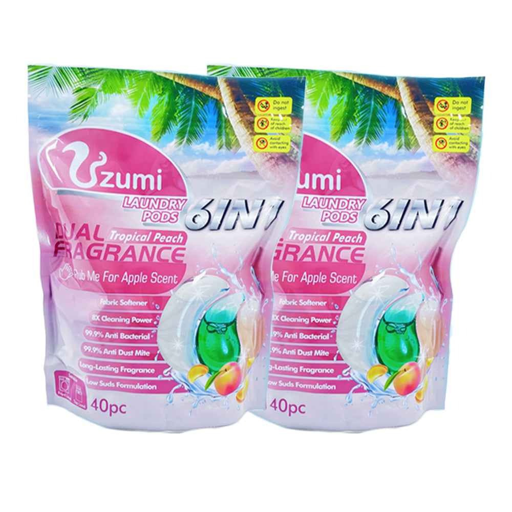 6 in 1 Laundry Capsules Detergent Dual Fragrance Tropical Peach