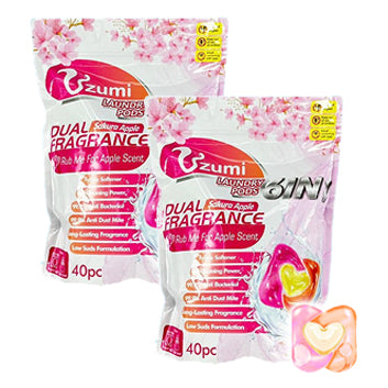 Uzumi | 6 in 1 Laundry Capsules Detergent Dual Fragrance Sakura Apple | 40pcs per packx2