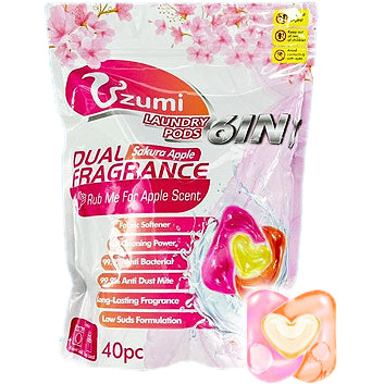 Uzumi | 6 in 1 Laundry Capsules Detergent Dual Fragrance Sakura Apple | 40pcs per pack